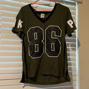 PINK Victoria's Secret Olive Green V-Neck Top